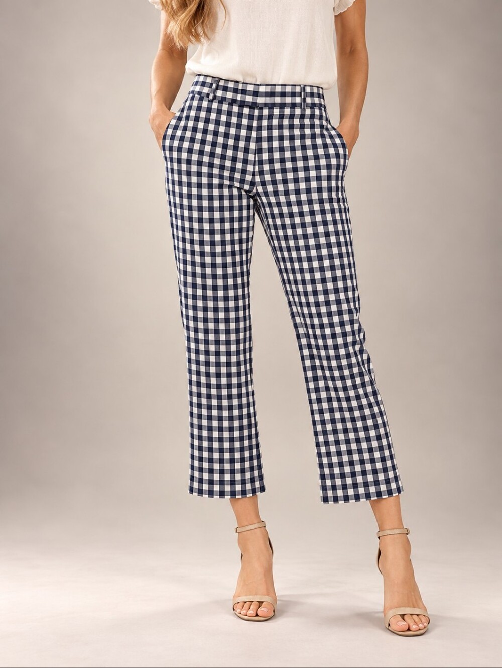 Banana Republic x Mad Men Gingham Cropped Ankle Pants Navy White 4